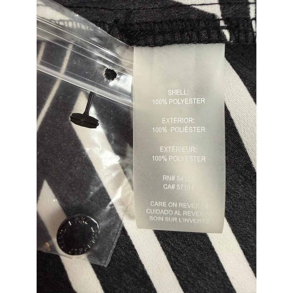 Karl Lagerfeld Paris Black White Stripe Shirt Dress 12 Asymmetric - Picture 5 of 7